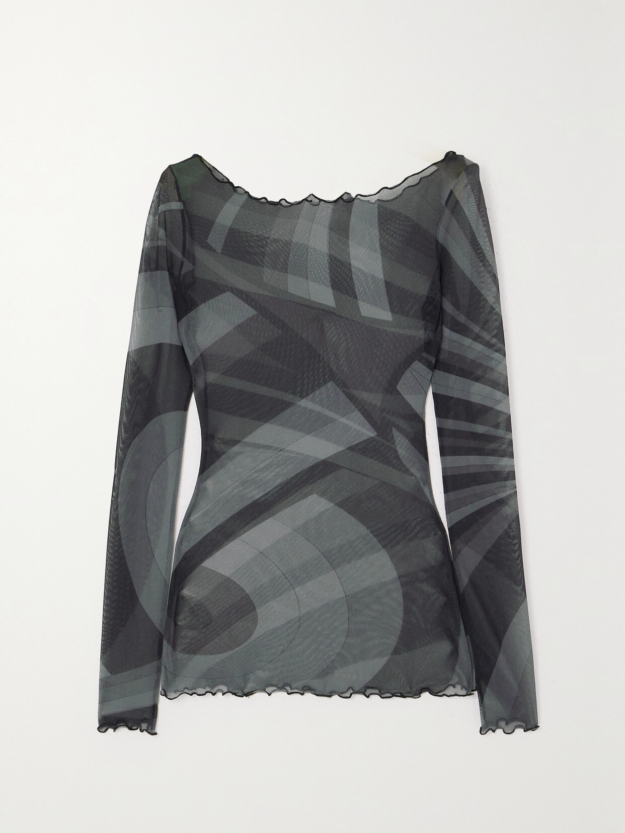 Pucci Printed Tulle Top In Grey