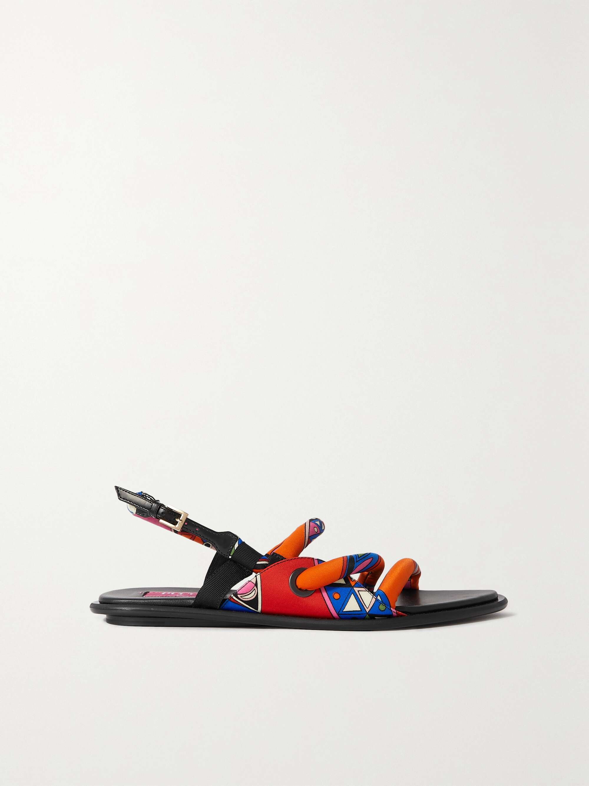 PUCCI Patent leather trimmed printed shell sandals NET A PORTER