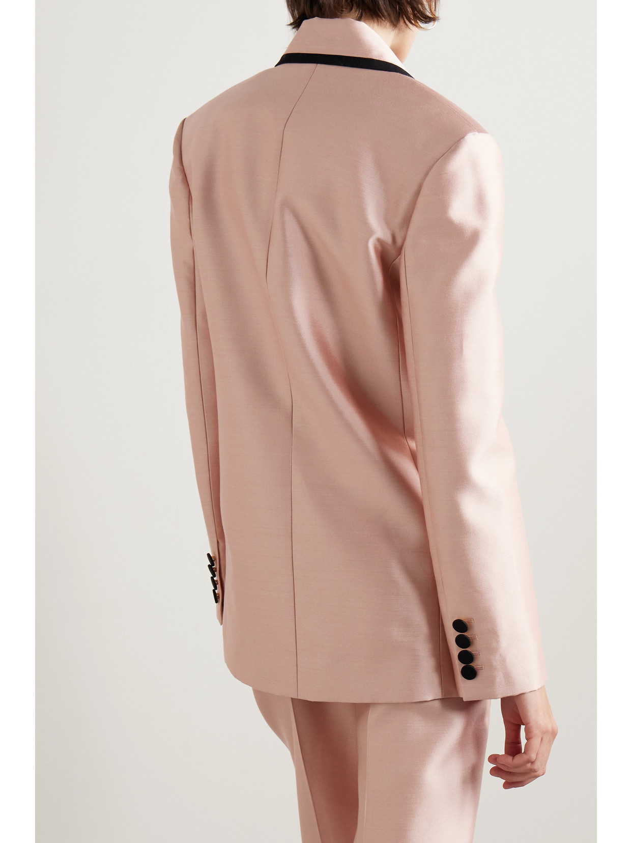 Shop Zimmermann Matchmaker Grosgrain-trimmed Wool And Silk-blend Duchesse-satin Blazer In Pink