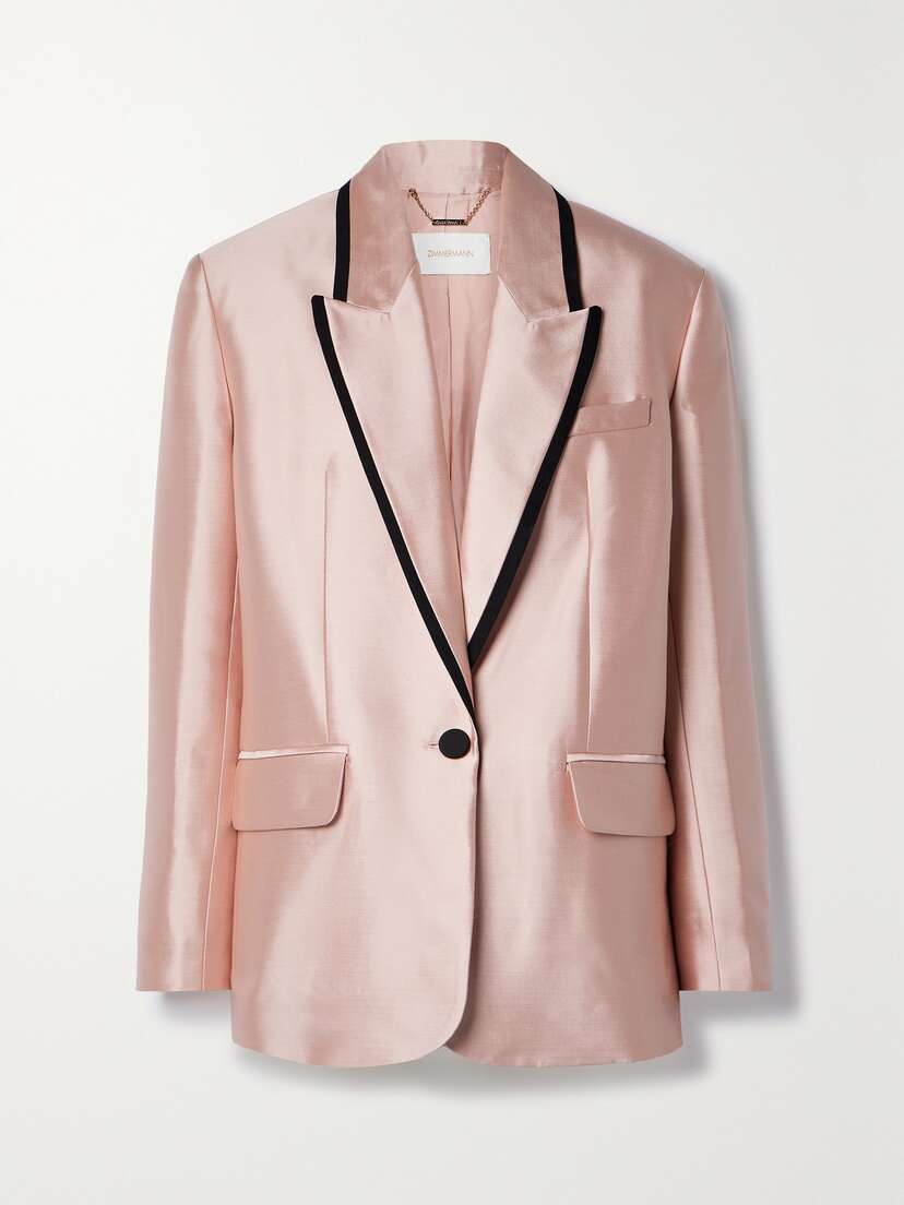 Zimmermann Matchmaker Grosgrain-trimmed Wool And Silk-blend Duchesse-satin Blazer