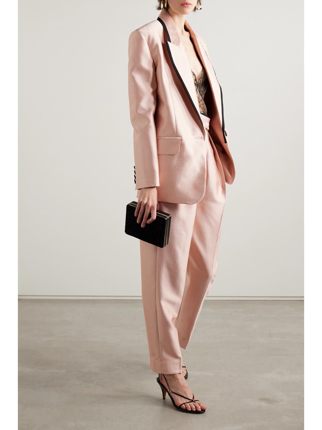 Shop Zimmermann Matchmaker Grosgrain-trimmed Wool And Silk-blend Duchesse-satin Blazer In Pink