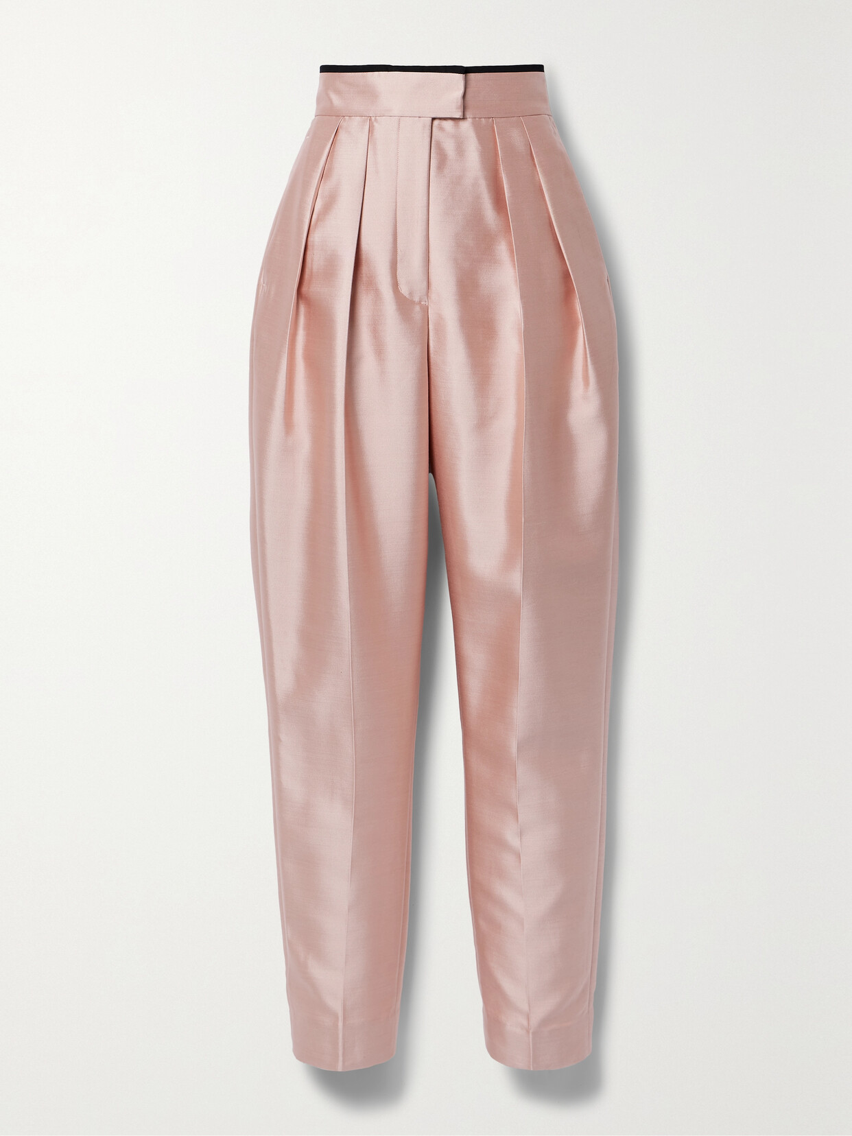 Zimmermann - Matchmaker Grosgrain-trimmed Pleated Wool And Silk-blend Duchesse-satin Tapered Pants - Pink