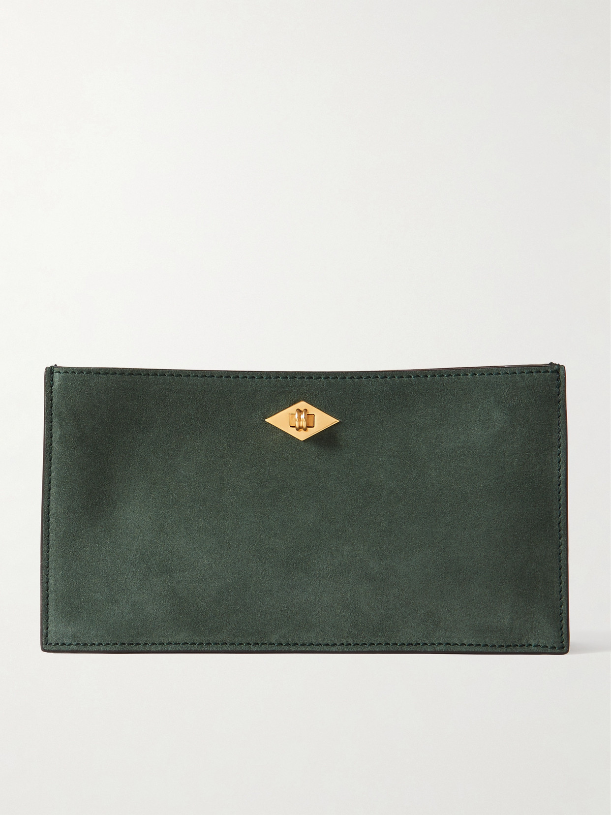 Metier Ease Suede Clutch In Green