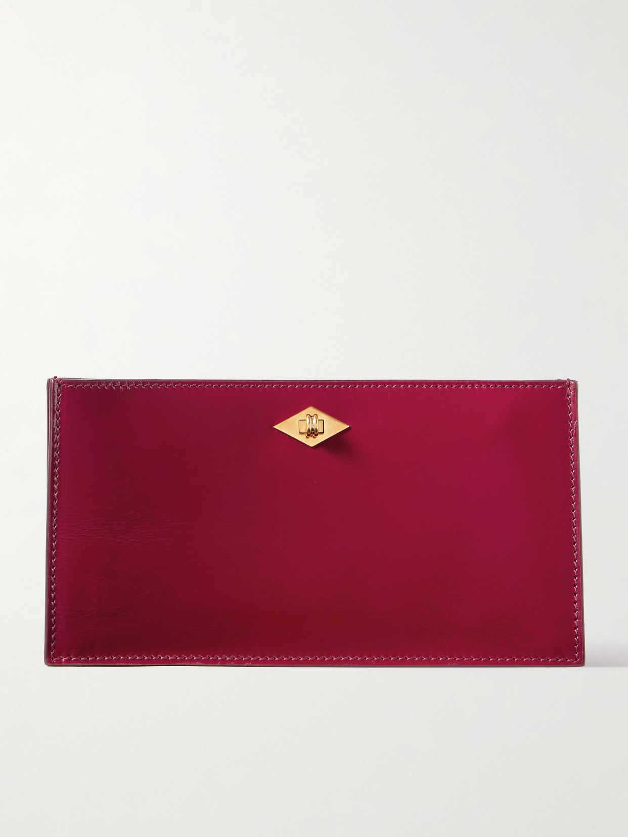 Metier Ease Glossed-leather Clutch In Red