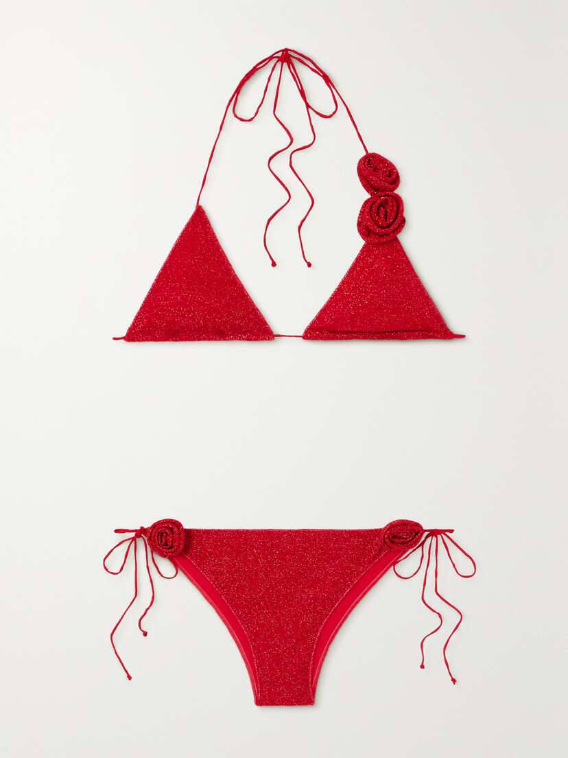 Oséree Lumière Appliquéd Metallic Triangle Bikini