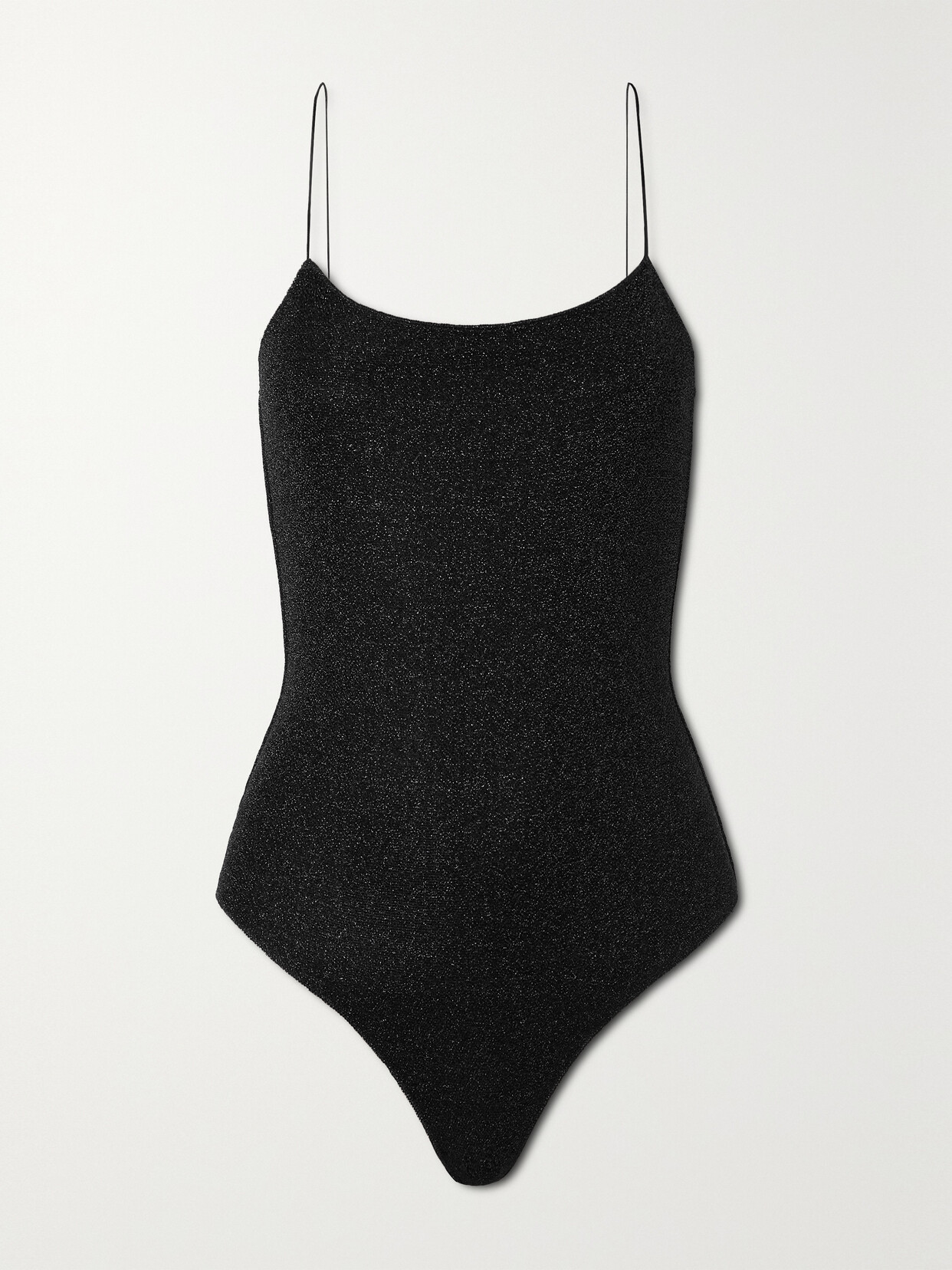 Oséree Lumière Backless Metallic Swimsuit - Black