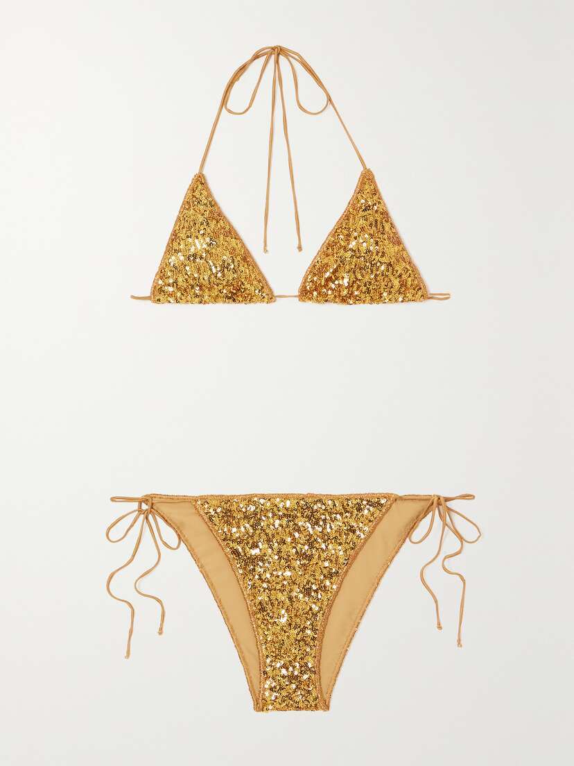Oséree Lumière Sequined Triangle Bikini