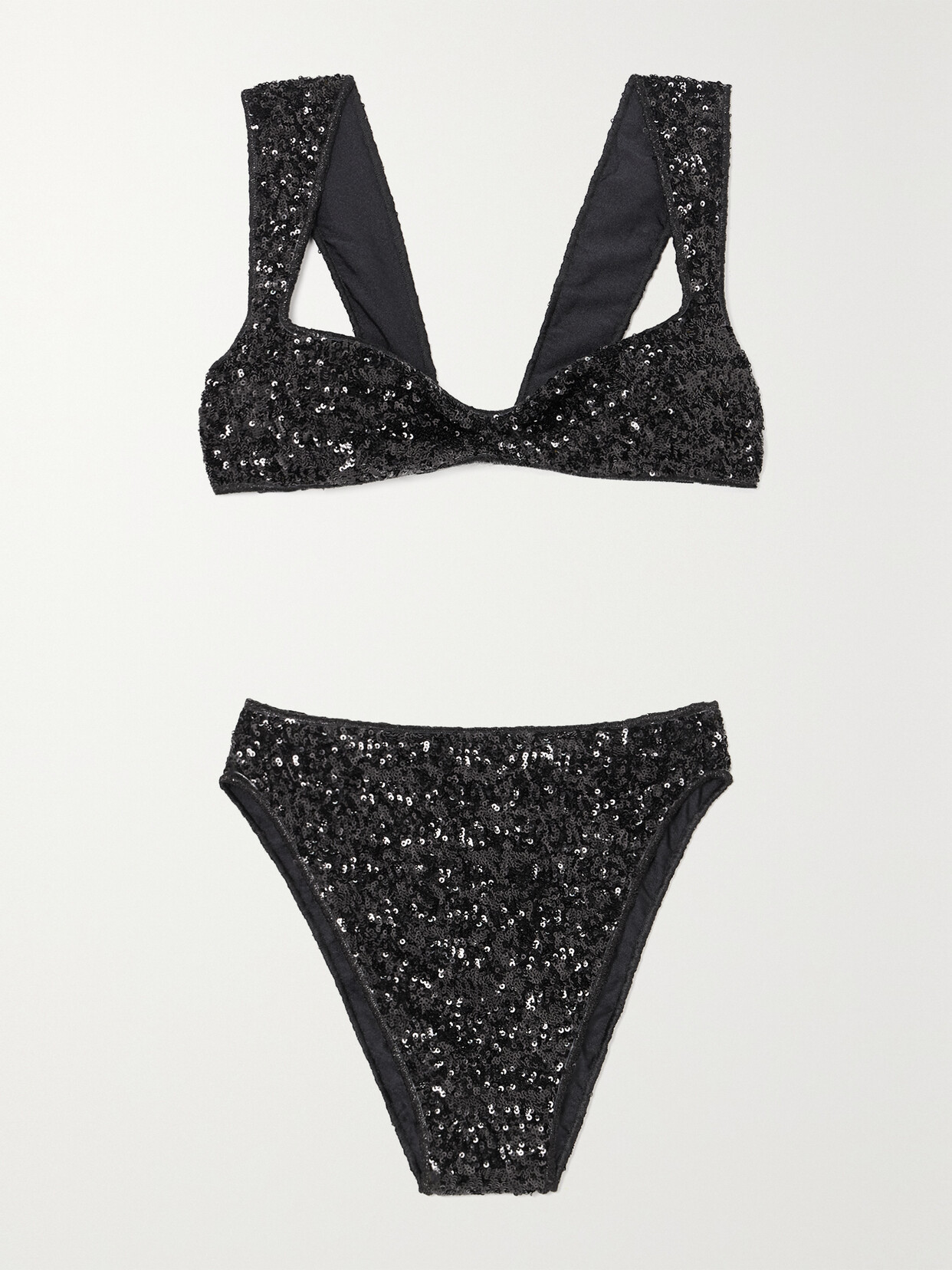 Oséree Pailettes 90s Sequined Bikini - Black