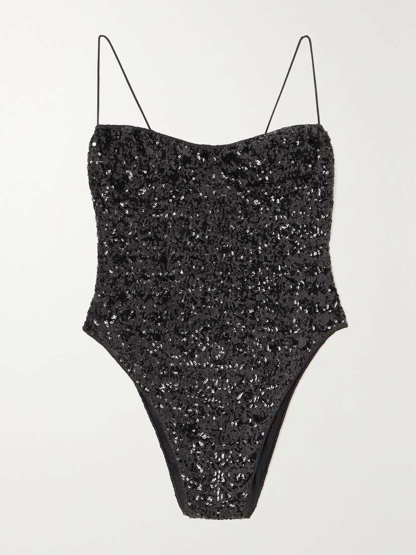 Oséree Sequined Satin Bodysuit