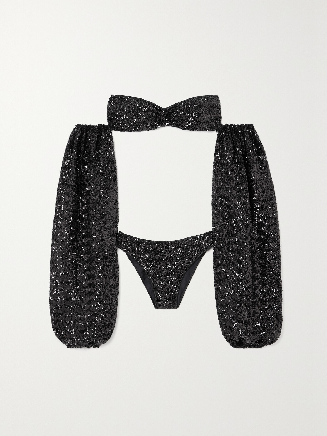 Oséree - Paillettes Baloone Convertible Sequined Bikini - Black