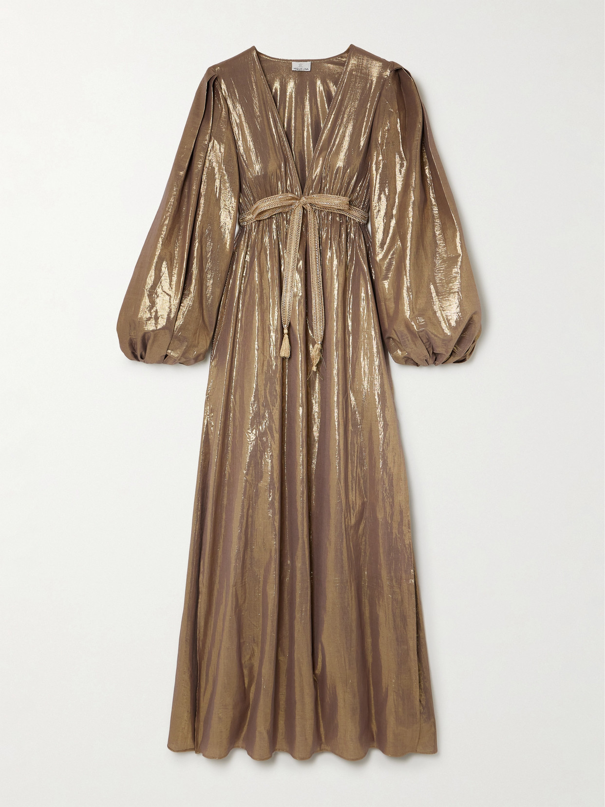 Miguelina - Felipa Pleated Cotton-blend Lamé Maxi Dress - Gold