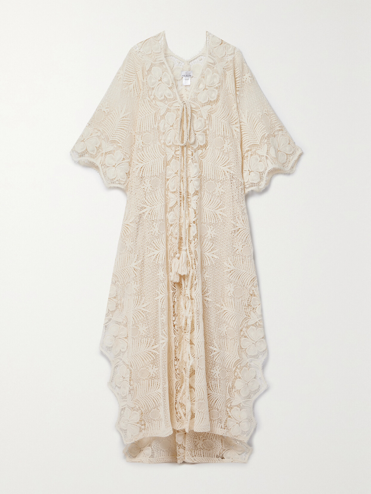 Miguelina Arelis Cotton Guipure Lace Kaftan In Off-white