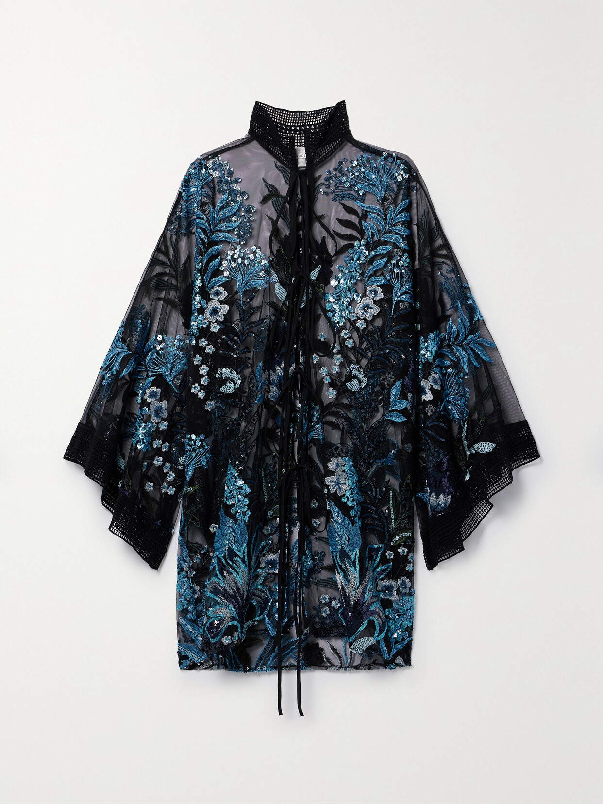Miguelina - Luz Crochet-trimmed Sequined Embroidered Tulle Blouse - Blue