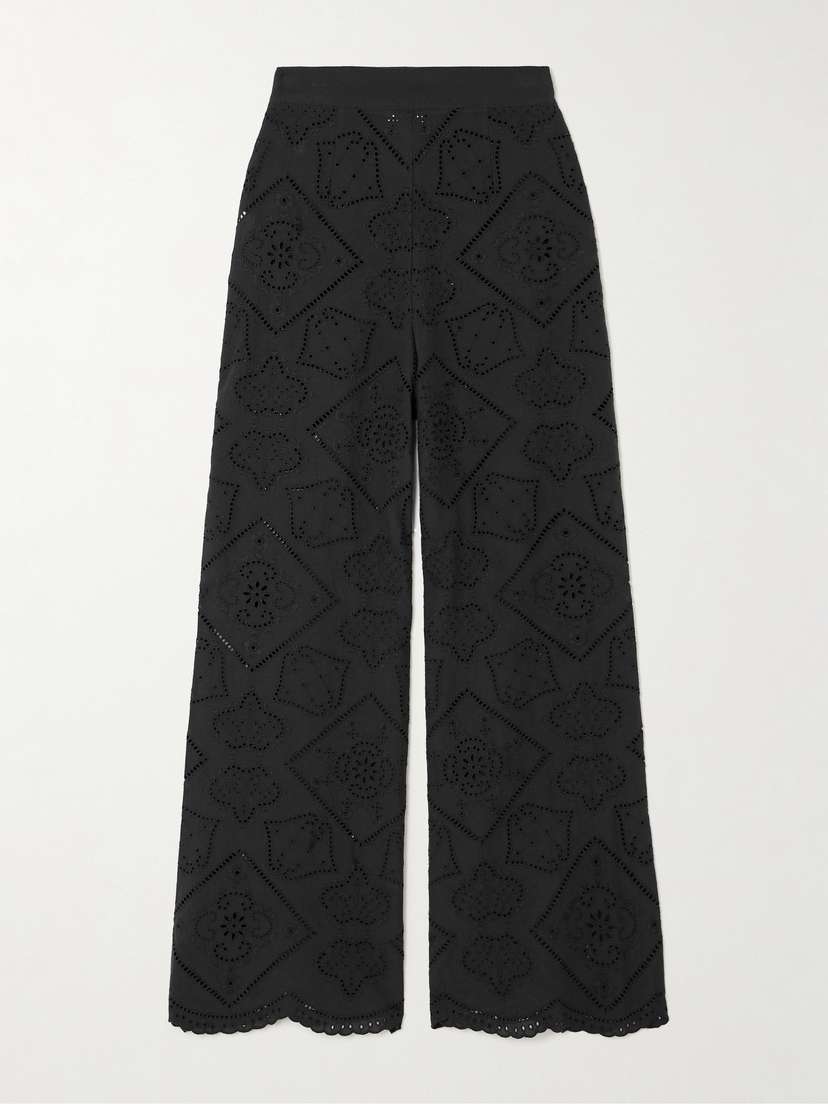 Miguelina Alegra Cropped Scalloped Broderie Anglaise Cotton Pants