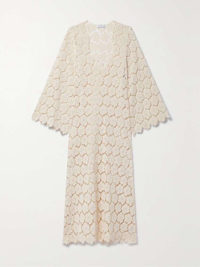 Miguelina Arelis Cotton Guipure Lace Midi Dress