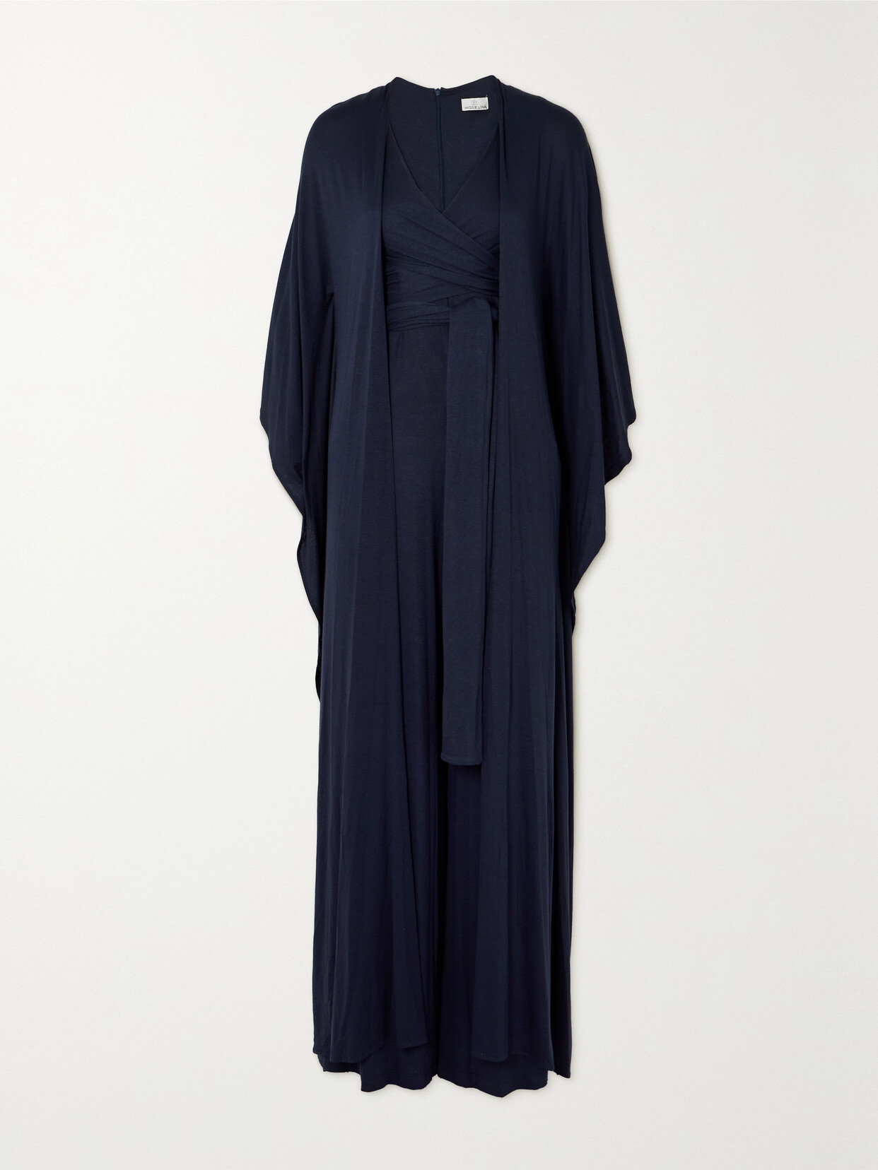Miguelina Norma Stretch-jersey Cape And Wrap-effect Jumpsuit Set - Blue