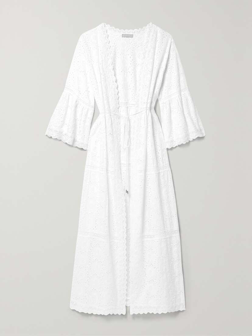 Melissa Odabash Ava Crocheted Lace-trimmed Broderie Anglaise Cotton Coverup
