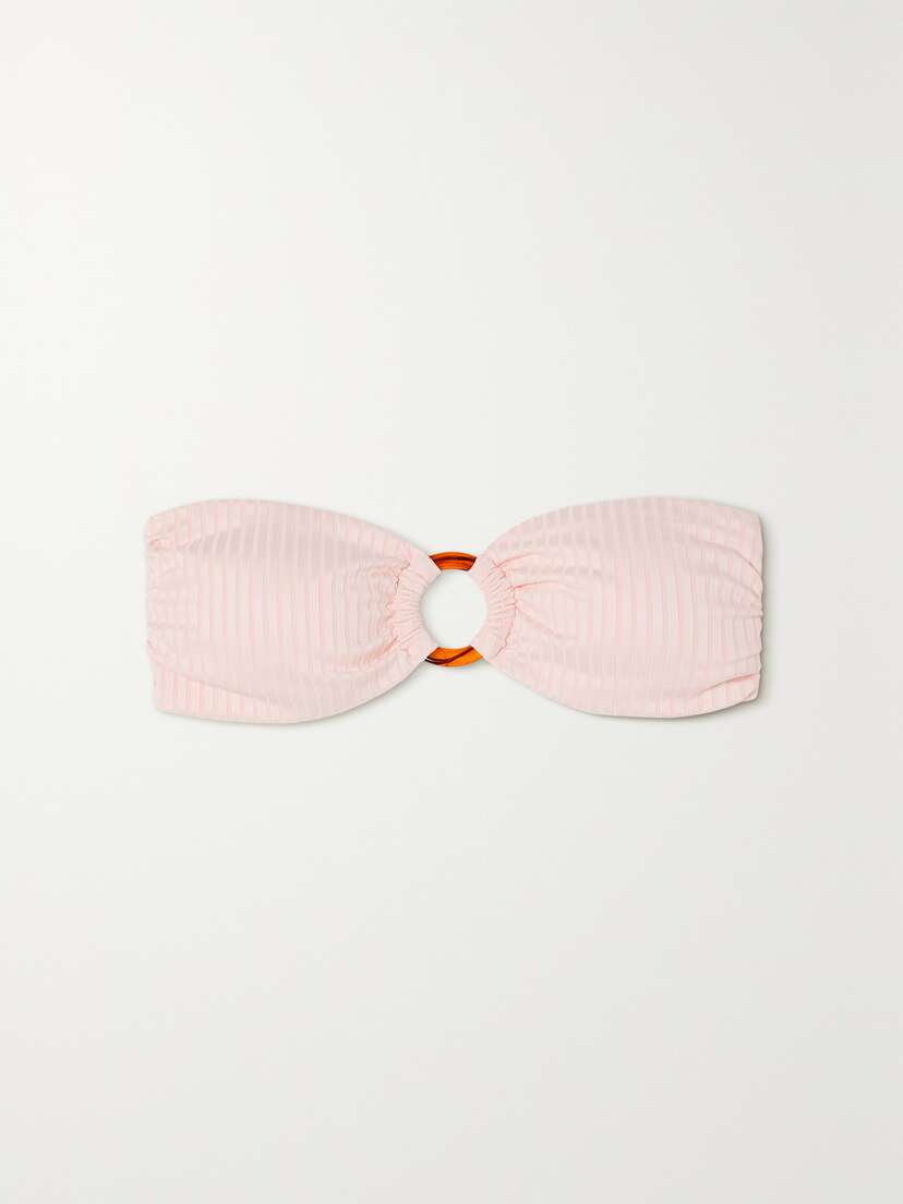 Melissa Odabash Brisbane Embellished Ribbed Bandeau Bikini Top -  - UK 16