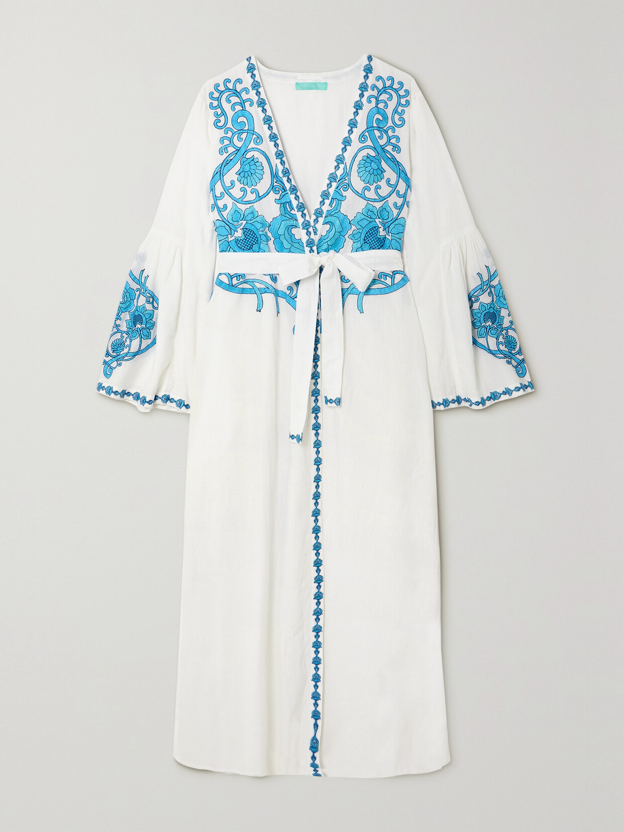 Shop Melissa Odabash Romilly Embroidered Cotton And Linen-blend Coverup In White