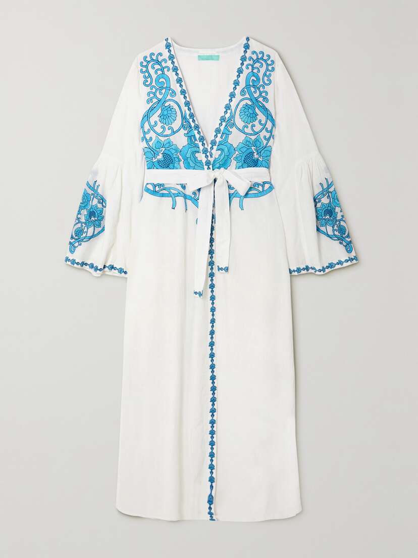 Melissa Odabash Romilly Embroidered Cotton And Linen-blend Coverup