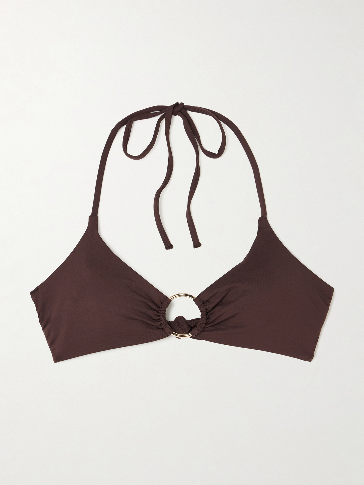 Melissa Odabash Ring-embellished Halterneck Bikini Top In Brown