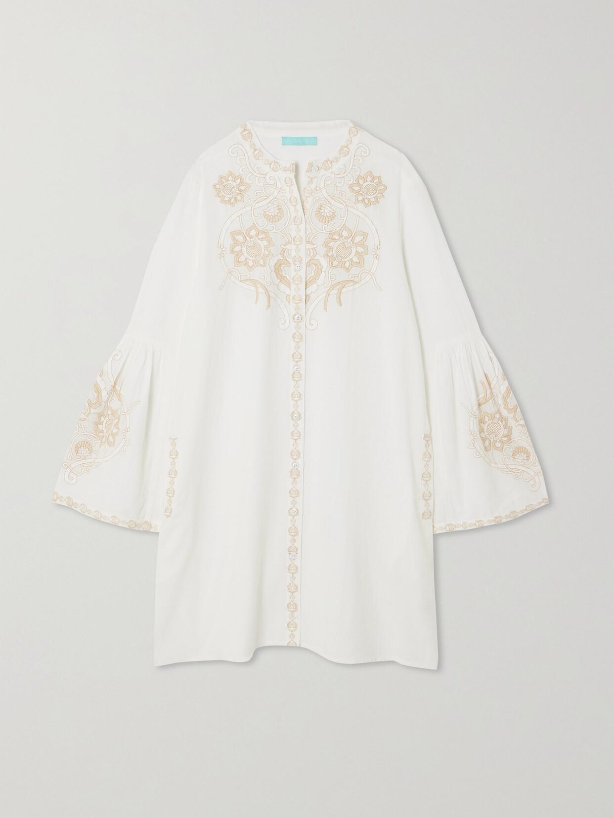 Melissa Odabash Everly Embroidered Cotton And Linen-blend Mini Shirt Dress - White