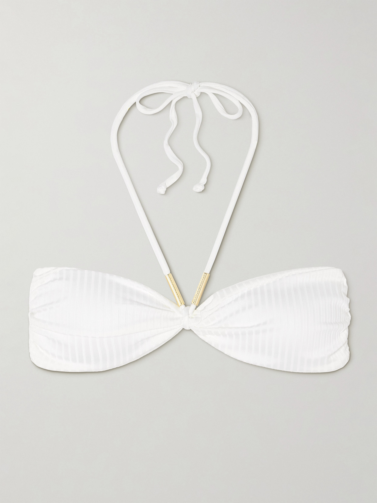 Melissa Odabash Canary Ribbed Halterneck Bikini Top - Ivory