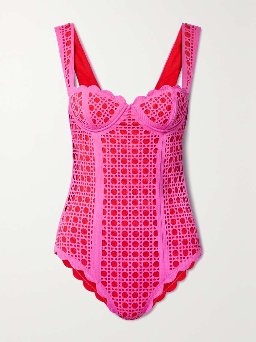 Marysia La Roche Scalloped Cutout Seersucker Underwired Swimsuit