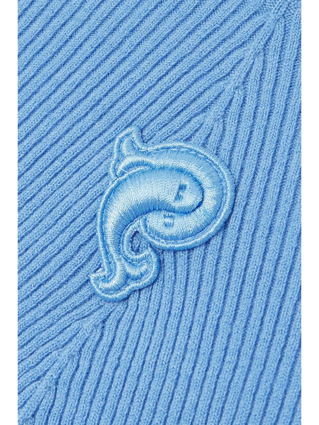 Pucci Appliquéd Ribbed Wool-blend Sweater In Blue