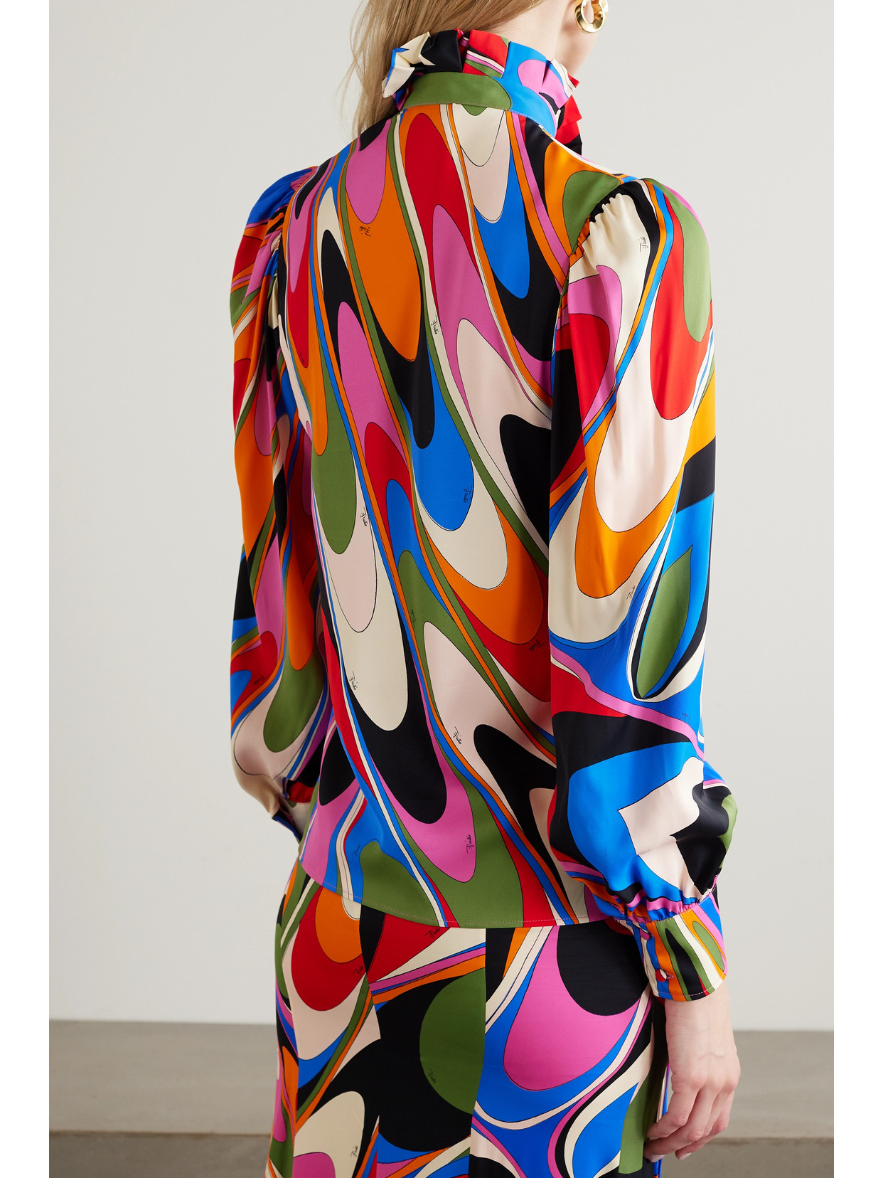 PUCCI PUSSY-BOW PRINTED CREPE BLOUSE