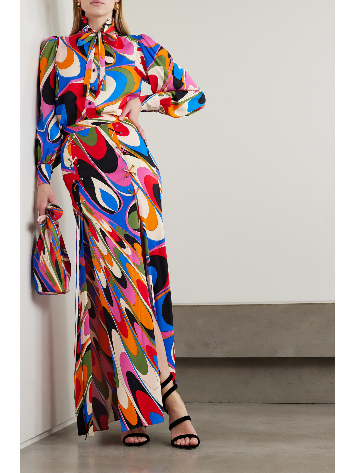 PUCCI PUSSY-BOW PRINTED CREPE BLOUSE