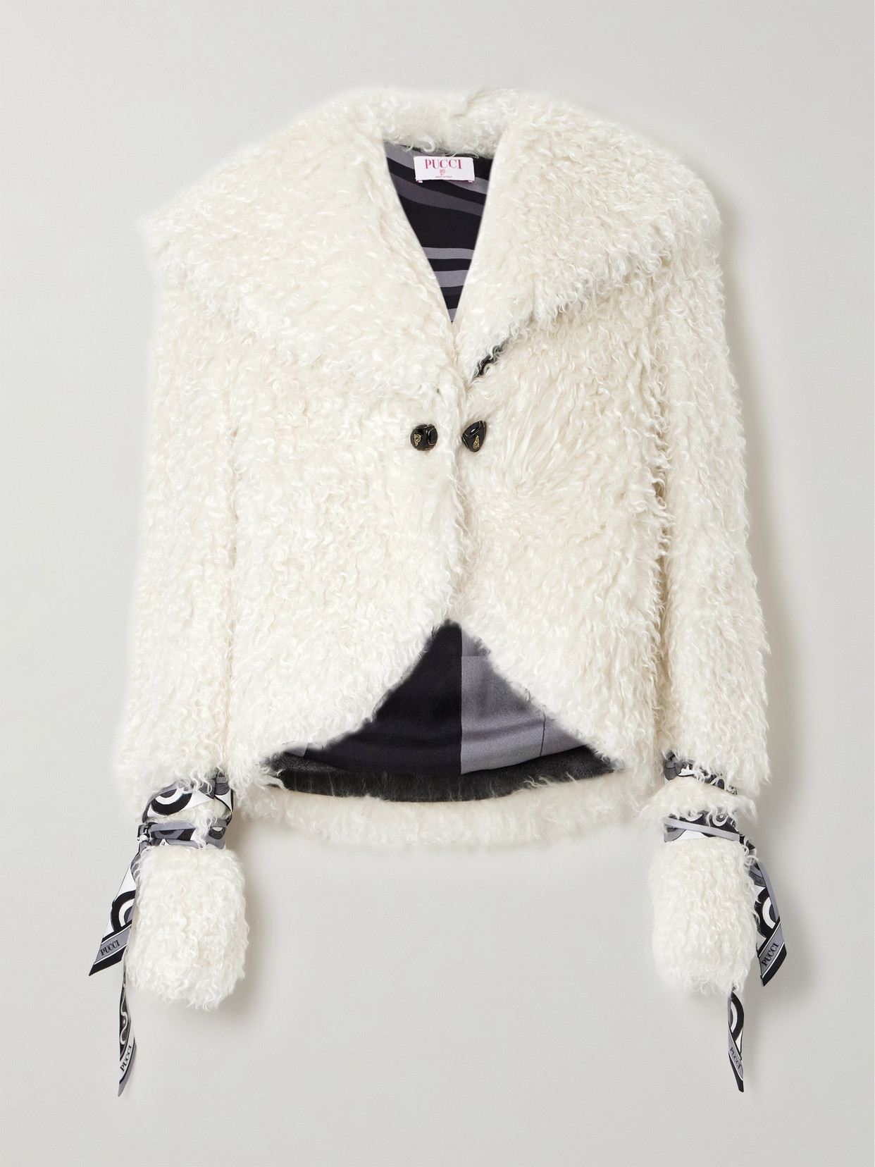 Pucci Printed Satin-trimmed Mohair-blend Jacket In White