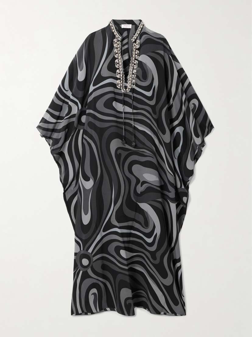 PUCCI Crystal-embellished Printed Silk Crepe De Chine Kaftan