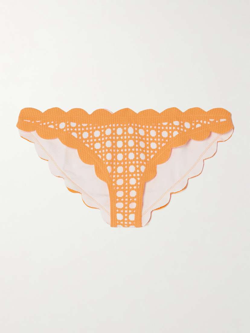 Marysia + Net Sustain Antibes Scalloped Laser-cut Bikini Briefs