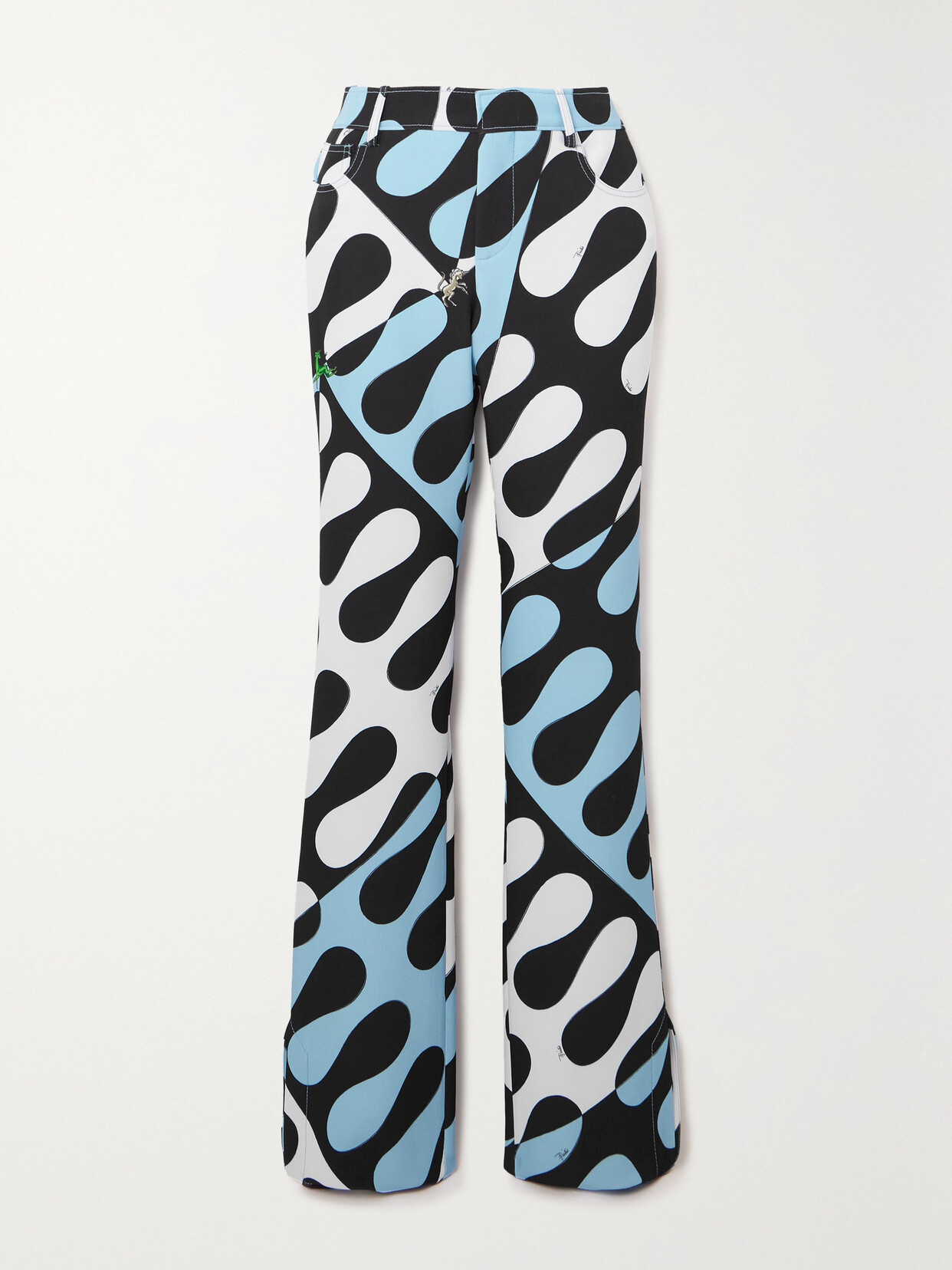 Pucci Printed Crepe Flared Pants In Blue