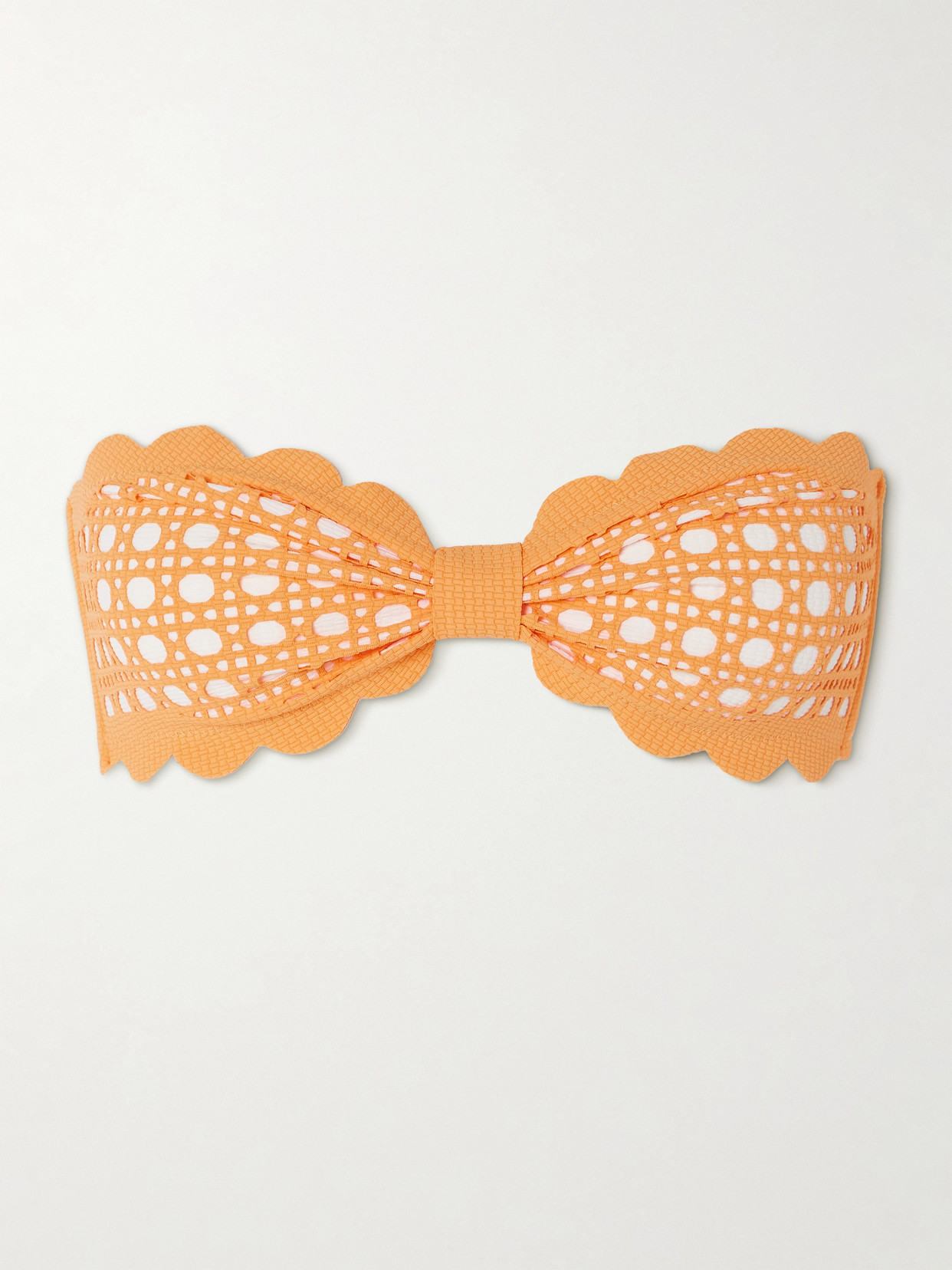 Marysia + Net Sustain Antibes Strapless Scalloped Laser-cut Bikini Top In Orange