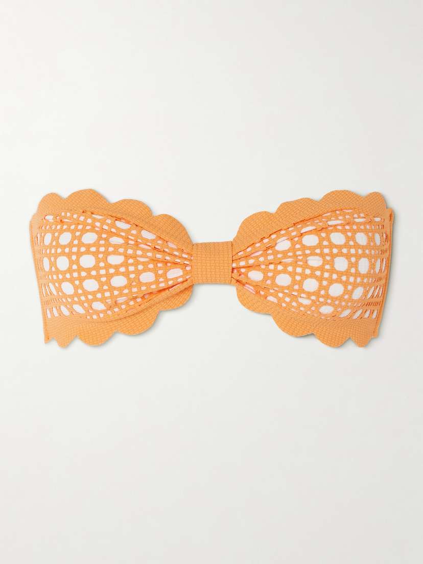 Marysia + Net Sustain Antibes Strapless Scalloped Laser-cut Bikini Top