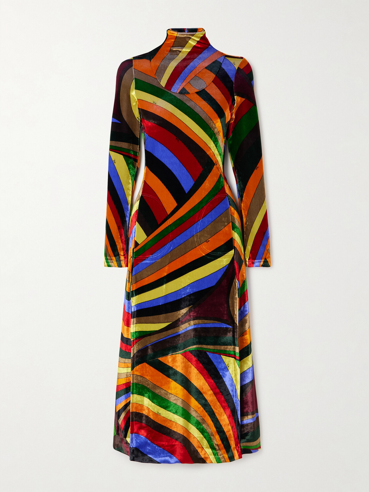 Pucci Printed Stretch-velvet Midi Dress In Red
