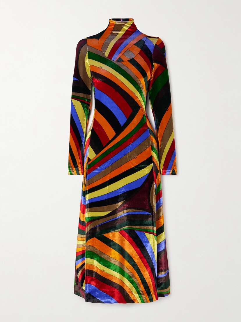 PUCCI Printed Stretch-velvet Midi Dress