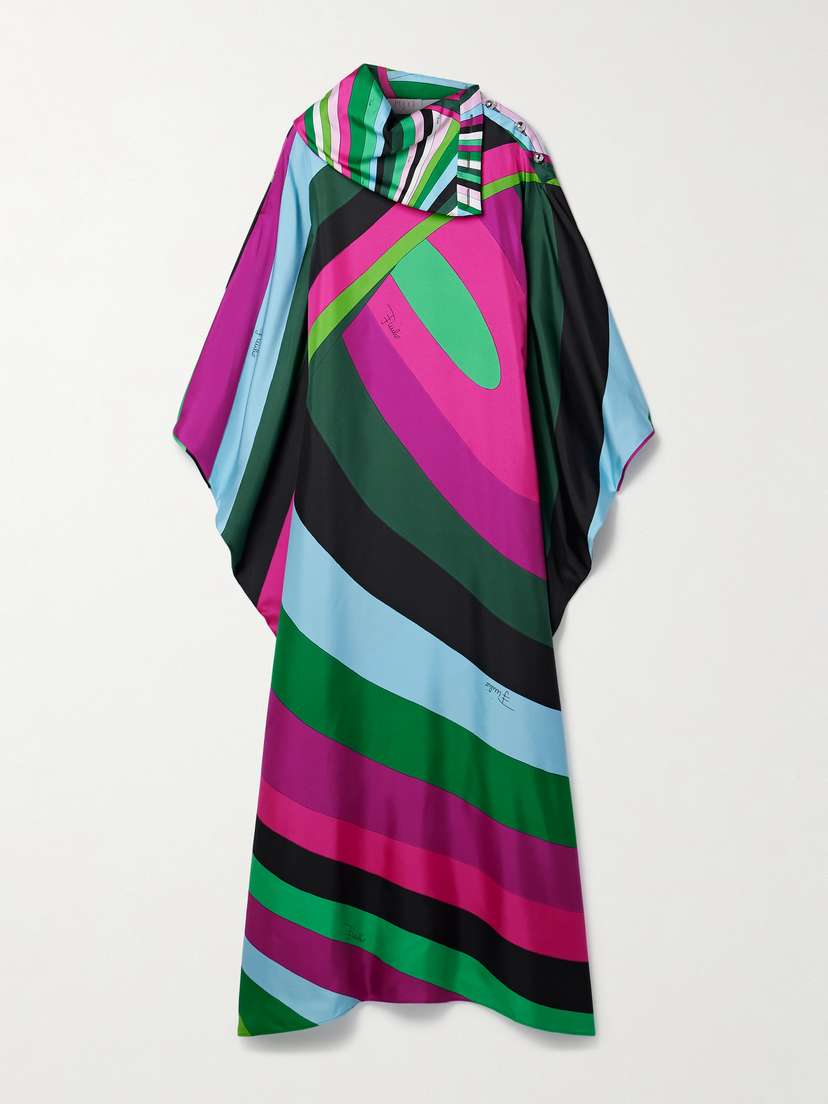 PUCCI Draped Striped Silk-twill Kaftan