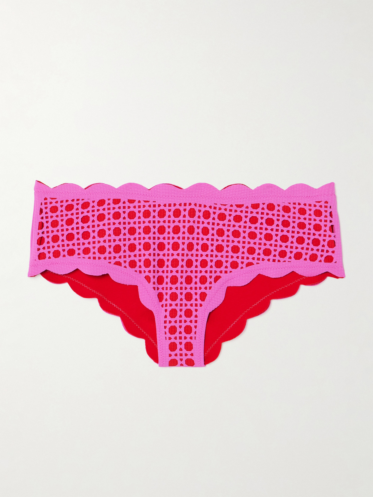 Marysia - Spring Scalloped Laser-cut Bikini Briefs - Pink