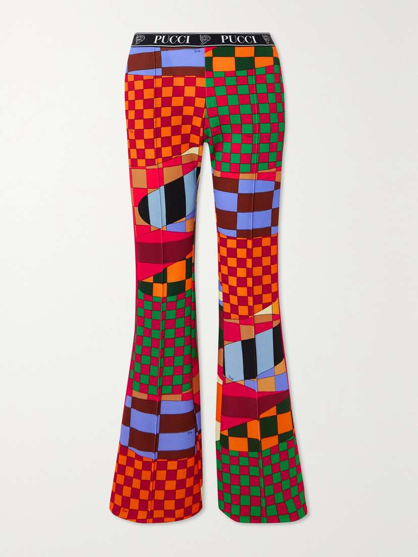 PUCCI Pleated Printed Jersey Flared Pants