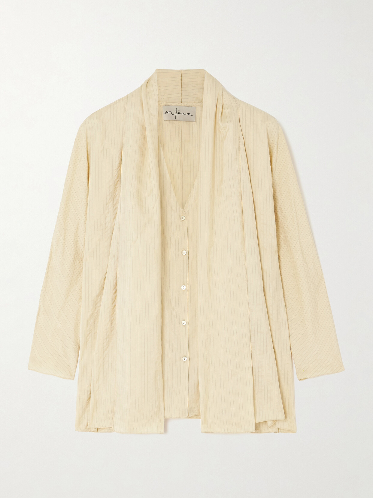 Cortana + Net Sustain Frances Layered Striped Silk Blouse In Cream