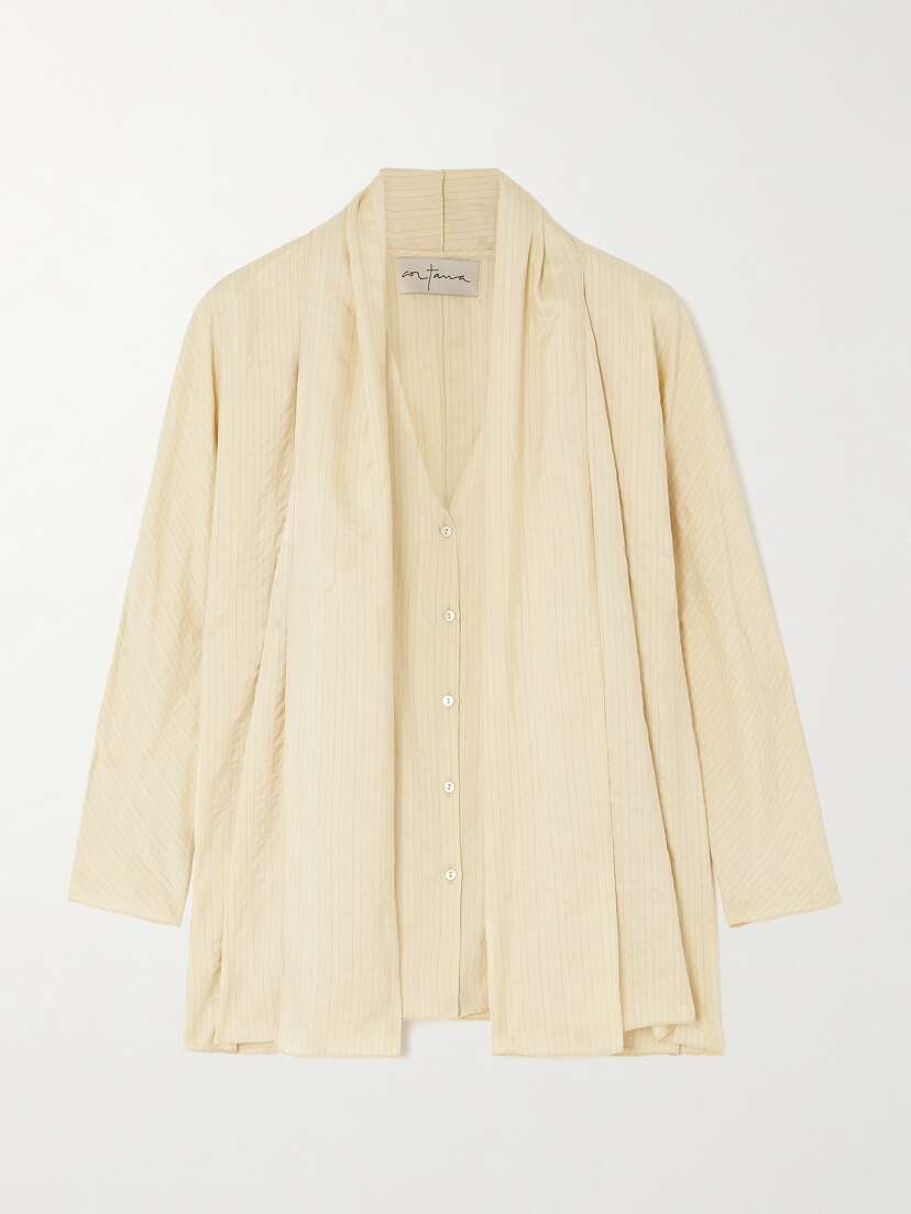 Cortana + Net Sustain Frances Layered Striped Silk Blouse