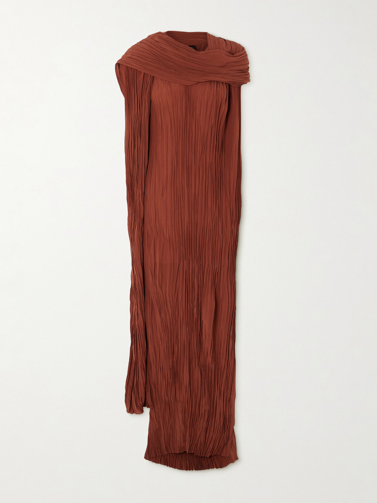Cortana + Net Sustain Rita Cape-effect Silk-plissé Maxi Dress - Brown