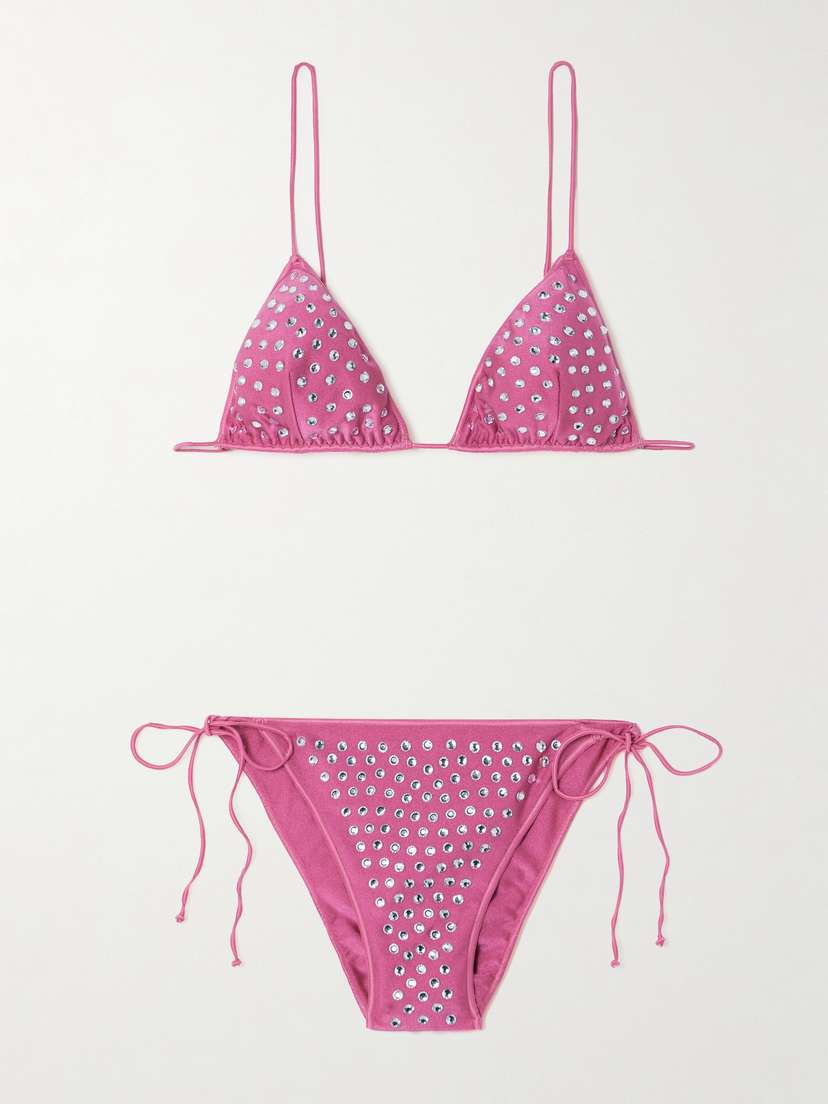 Oséree Gem Crystal-embellished Triangle Bikini