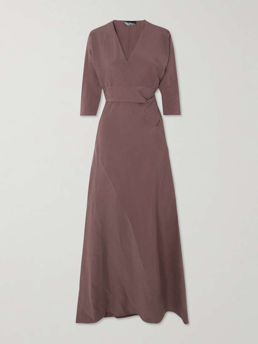 Cortana + Net Sustain Tanami Linen And Silk-blend Maxi Wrap Dress