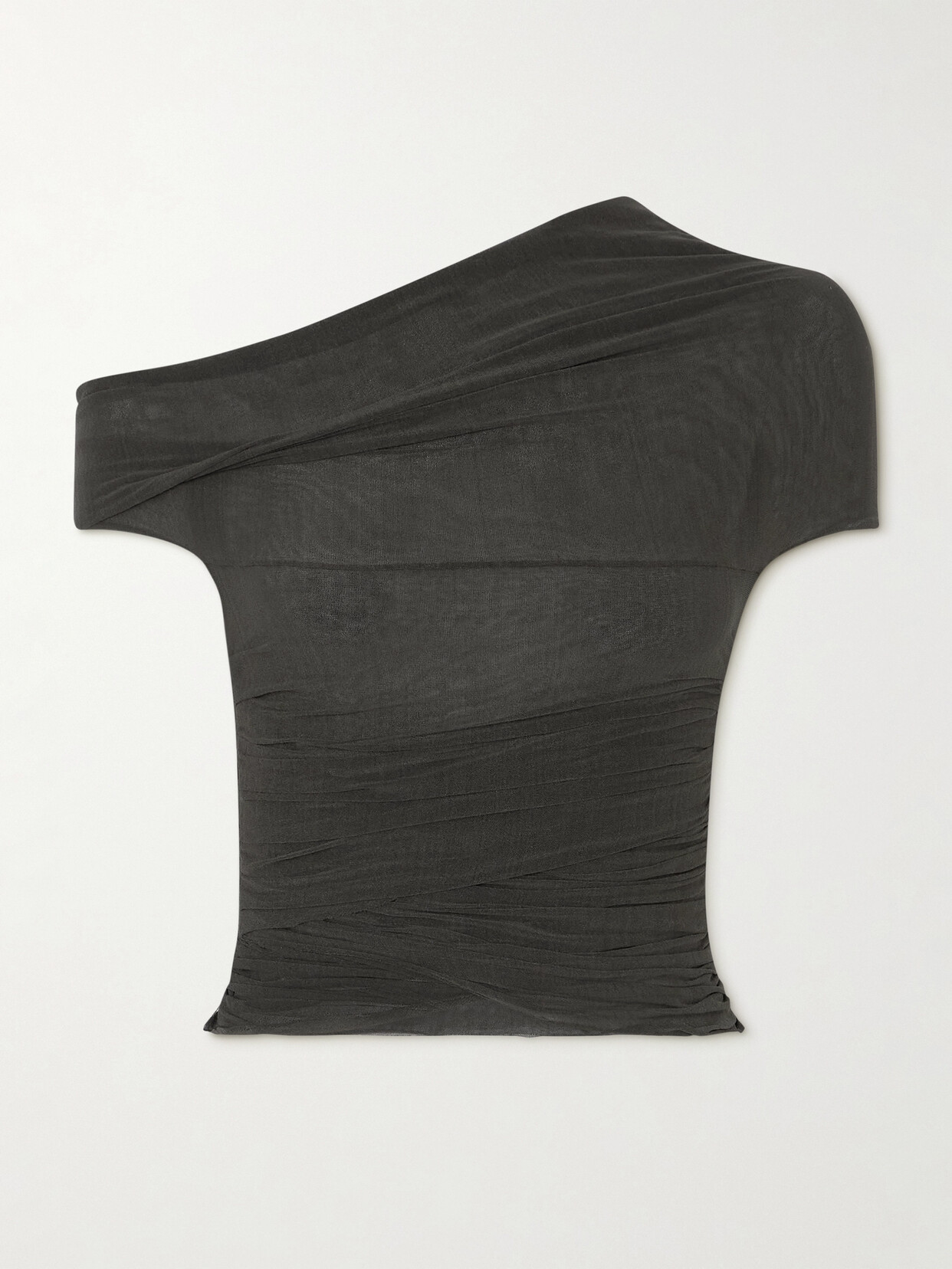 Cortana + Net Sustain Zaida Cropped Ruched Silk-blend Tulle Top - Black