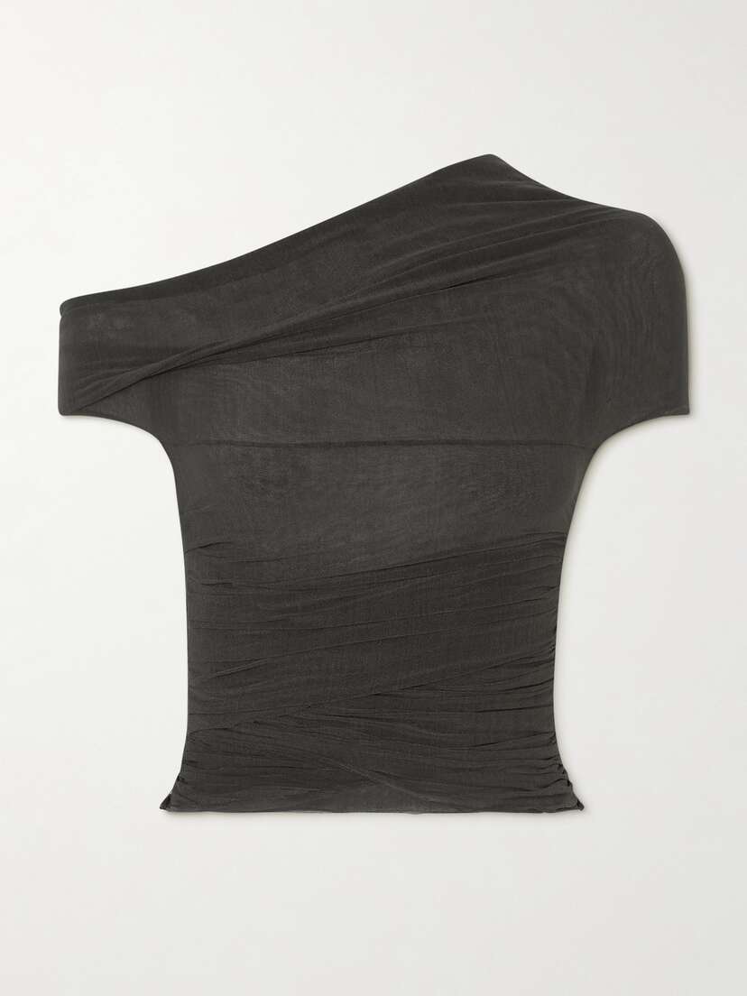 Cortana + Net Sustain Zaida Cropped Ruched Silk-blend Tulle Top