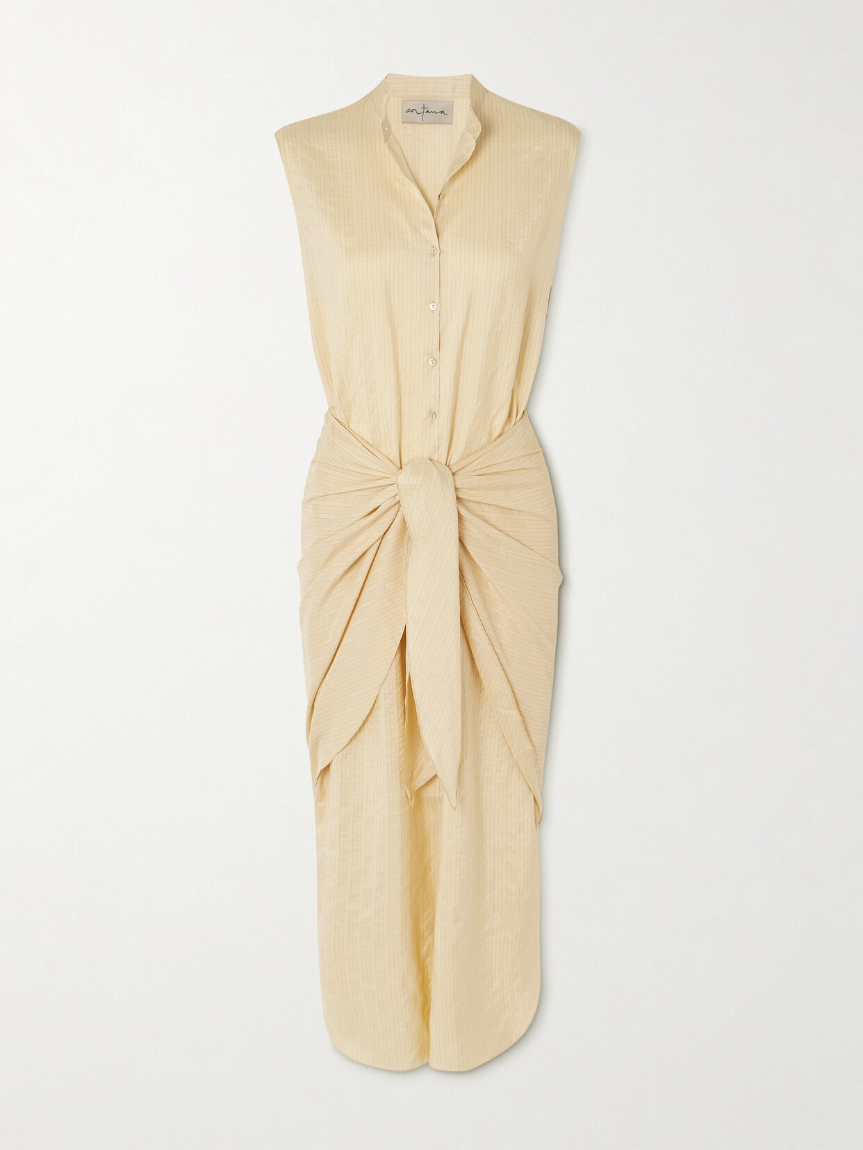 Cortana - + Net Sustain Frances Layered Striped Silk Midi Shirt Dress - Cream